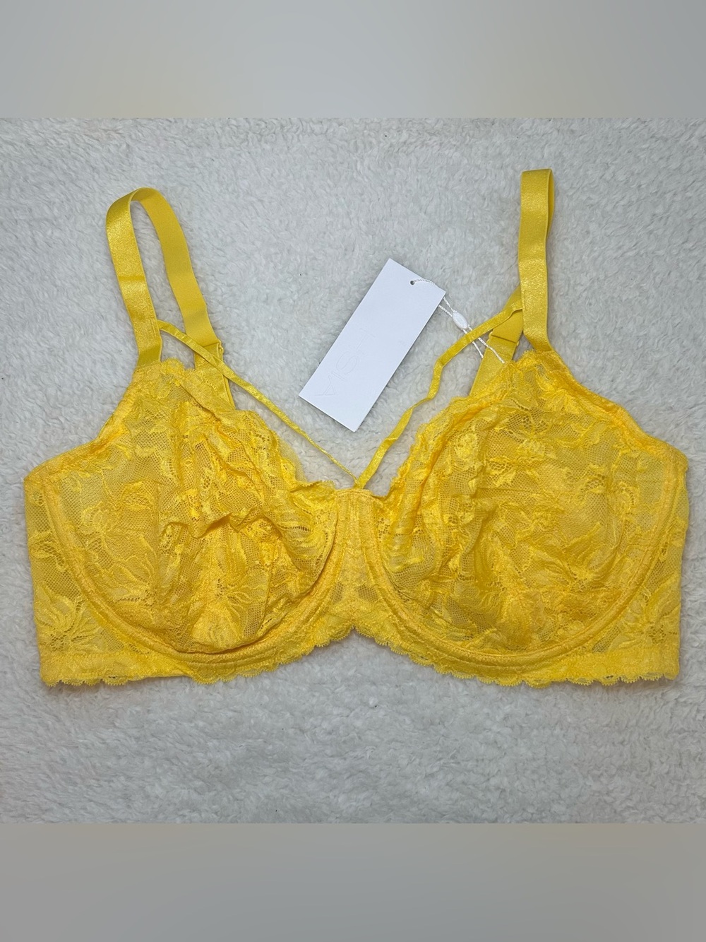 HSIA Pretty In Petals Unlined Strappy Lace Bra 42DD Yellow NEW